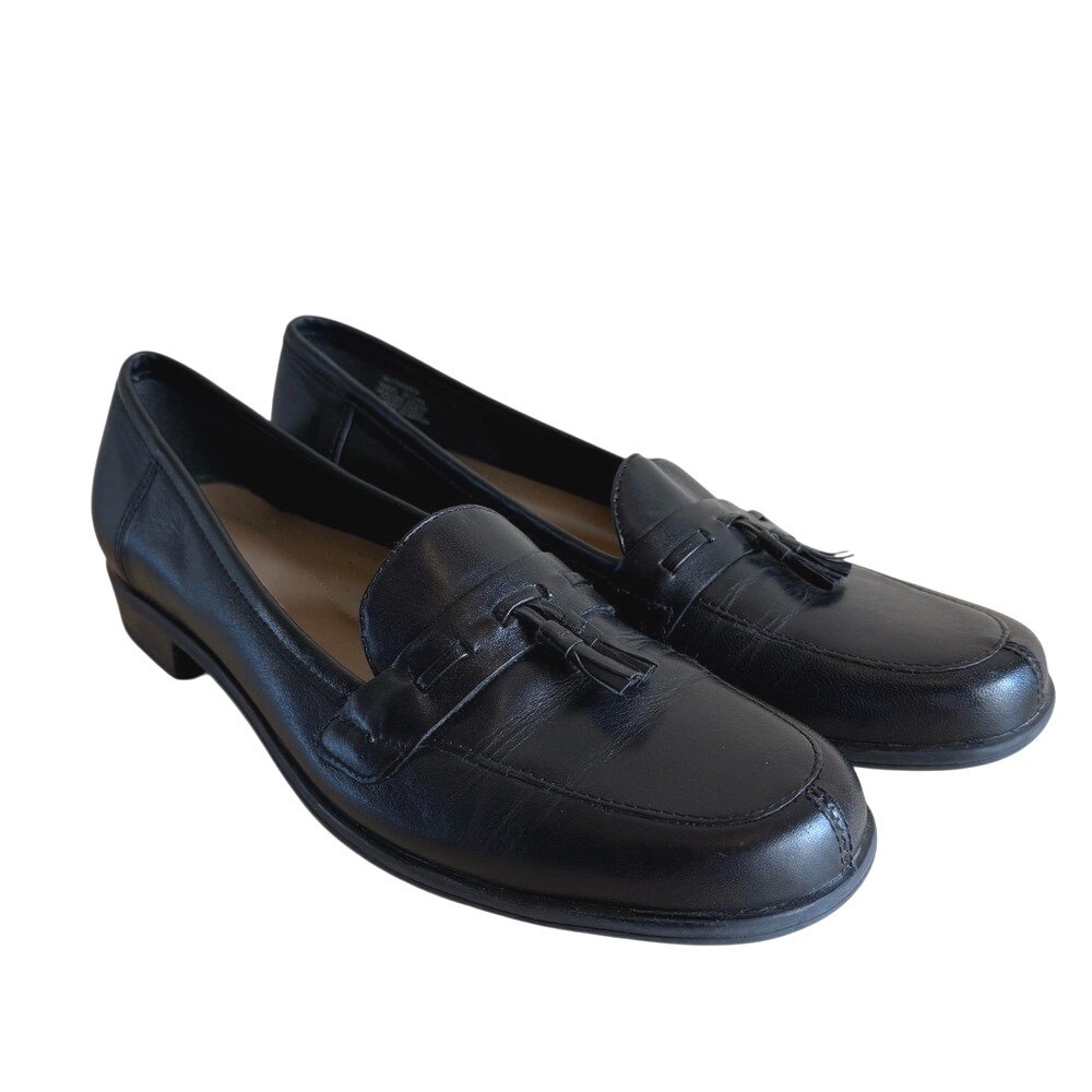 Naturalizer Women's 8.5 Narrow Loafers Black Leather with Tassle Padded Soles